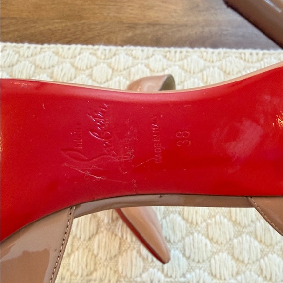 Christian Louboutin Iriza 100mm Nude Patent Leather Heels | Size 38 - Picture 6 of 11